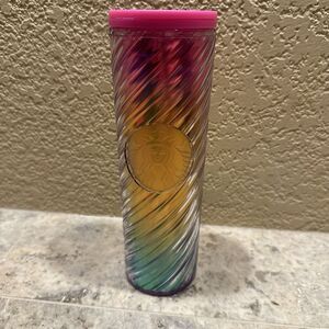 STARBUCKS Pride Rainbow Swirl Ice Hot Coffee 16oz Tumbler Tim Singleton 2023 Cup